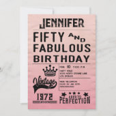 Fette Typografie Pink Moderne 50. Geburtstag Einladung (Vorderseite)