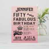 Fette Typografie Pink Moderne 50. Geburtstag Einladung (Stehend Vorderseite)