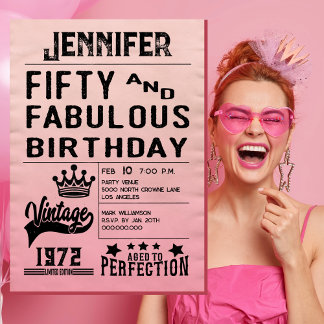 Fette Typografie Pink Moderne 50. Geburtstag Einladung