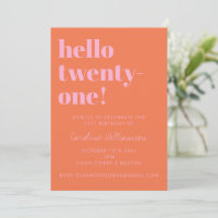 Fette Typografie Pink Orange Moderne 21. Geburtsta