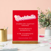 Fette Typografie Pink Red Groovy Wedding Cocktails Acrylschild (Hochzeit)