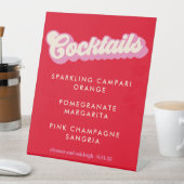 Fette Typografie Pink Red Groovy Wedding Cocktails Sockelschild (In Situ)