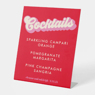 Fette Typografie Pink Red Groovy Wedding Cocktails Sockelschild