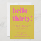 Fette Typografie Pink Yellow Moderne 30. Geburtsta Einladung (Vorderseite)