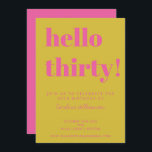 Fette Typografie Pink Yellow Moderne 30. Geburtsta Einladung<br><div class="desc">Fette Typografie Bright Pink und Gelb Moderne 30. Geburtstagseinladung</div>