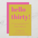 Fette Typografie Pink Yellow Moderne 30. Geburtsta Einladung<br><div class="desc">Fette Typografie Bright Pink und Gelb Moderne 30. Geburtstagseinladung</div>