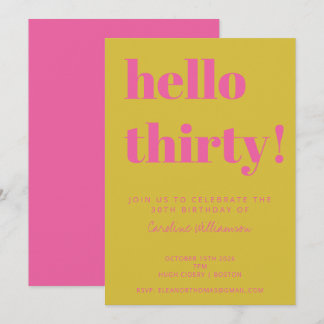 Fette Typografie Pink Yellow Moderne 30. Geburtsta Einladung