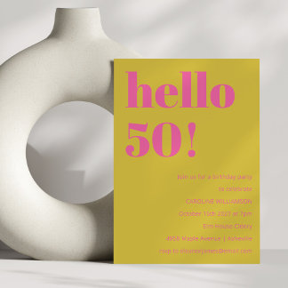 Fette Typografie Pink Yellow Moderne 50. Geburtsta Einladung