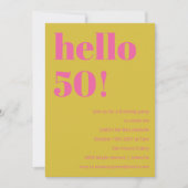 Fette Typografie Pink Yellow Moderne 50. Geburtsta Einladung (Vorderseite)