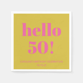 Fette Typografie Pink Yellow Moderne 50. Geburtsta Serviette