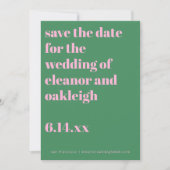 Fette Typografie Rosa Grüne Moderne Hochzeit  Save The Date (Vorderseite)
