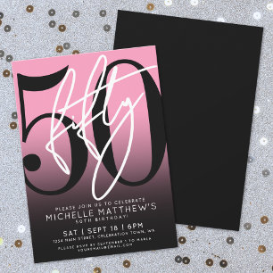 Fette Typografie Rosa Modern 50. Geburtstag Einladung