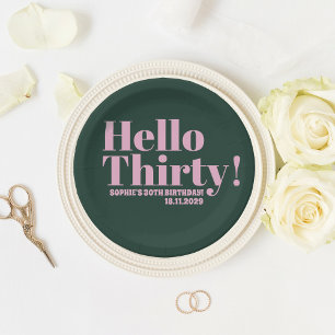 Fette Typografie Rosa Moderne 30. Geburtstagsfeier Pappteller