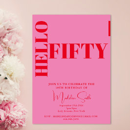 Fette Typografie Rosa Moderne 50. Geburtstag Einladung