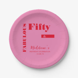Fette Typografie Rosa Moderne 50. Geburtstag Pappteller