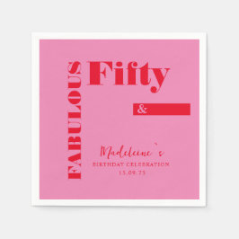 Fette Typografie Rosa Moderne 50. Geburtstag Serviette