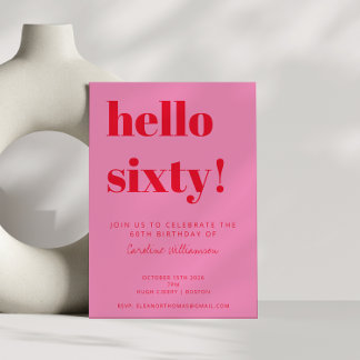 Fette Typografie Rosa Moderne 60. Geburtstag Einladung