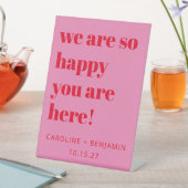 Fette Typografie Rosa Moderne Hochzeit Willkommen Sockelschild (In Situ)