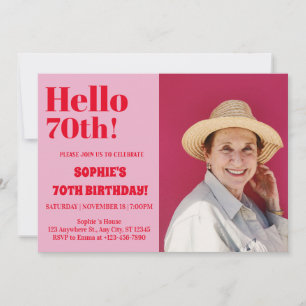 Fette Typografie Rosa Moderne Siebzig 70. Geburtst Einladung