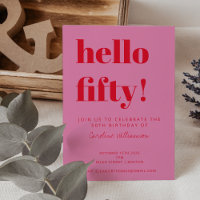 Fette Typografie Rosa Rot Moderne 50. Geburtstag