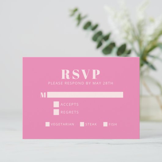 Fette Typografie Rosa und Blüte Moderne Bat Mitzva RSVP Karte (Stehend Vorderseite)