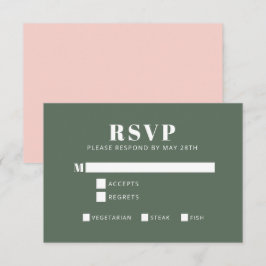 Fette Typografie Rosa und Grünes Bat Mitzvah RSVP Karte