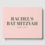 Fette Typografie Rosa und grünes modernes Bat Mitz Gästebuch<br><div class="desc">Personalisierte,  mutige Typografie Blush Pink und Forest Green Modernes Bat Mitzvah Gästebuch</div>