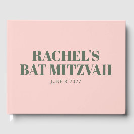 Fette Typografie Rosa und grünes modernes Bat Mitz Gästebuch
