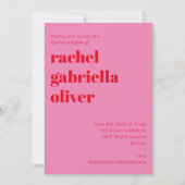 Fette Typografie Rosa und Rot Moderne QUINCEAÑERA Einladung (Vorderseite)