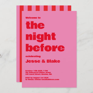 Fette Typografie, rosa und rote Hochzeit Einladung