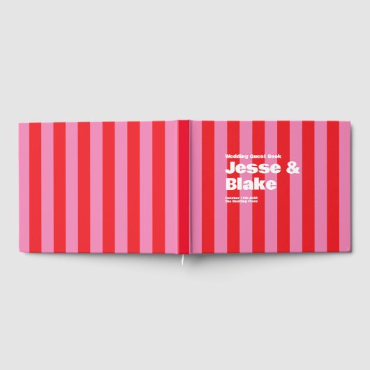 Fette Typografie, rosa und rote Hochzeit Gästebuch (Voll)