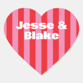 Fette Typografie, rosa und rote Hochzeit Herz-Aufkleber (Vorderseite)