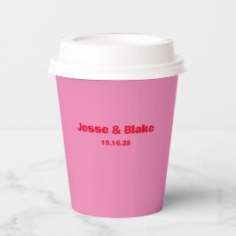 Fette Typografie, rosa und rote Hochzeit Pappbecher