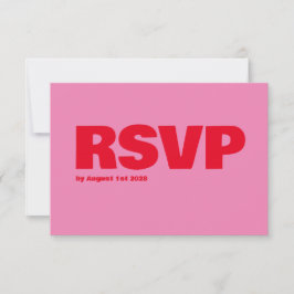 Fette Typografie, rosa und rote Hochzeit RSVP Karte
