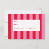 Fette Typografie, rosa und rote Hochzeit RSVP Karte (Rückseite)