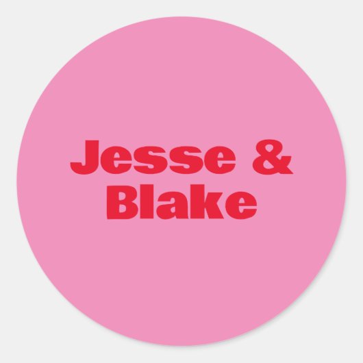 Fette Typografie, rosa und rote Hochzeit Runder Aufkleber (Vorderseite)