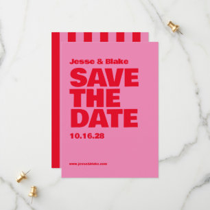 Fette Typografie, rosa und rote Hochzeit Save The Date
