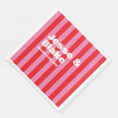 Fette Typografie, rosa und rote Hochzeit Serviette (Ecke)