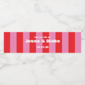 Fette Typografie, rosa und rote Hochzeit Wasserflaschenetikett (Einzelnes Label)