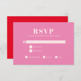 Fette Typografie Rosa und roter moderner Bat Mitzv RSVP Karte