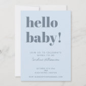 Fette Typografie Sanftes Blau Moderne Babyparty Einladung (Vorderseite)