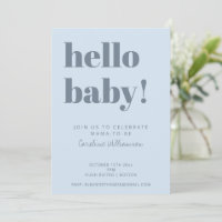Fette Typografie Sanftes Blau Moderne Babyparty