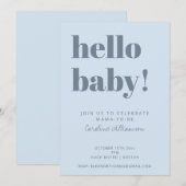 Fette Typografie Sanftes Blau Moderne Babyparty Einladung (Vorne/Hinten)