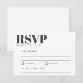 Fette Typografie Schwarz und Weiß Moderne Hochzeit RSVP Karte