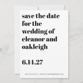 Fette Typografie Schwarz und Weiß Moderne Hochzeit Save The Date (Vorderseite)