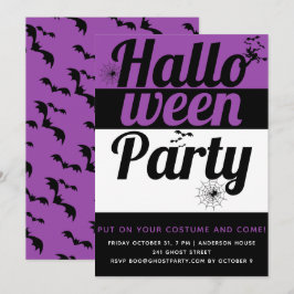 Fette Typografie und Spinnen lila Halloween-Party Einladung