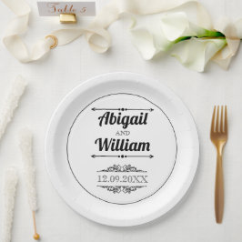 Fette Typografie und Vintage Elemente Hochzeit Pappteller