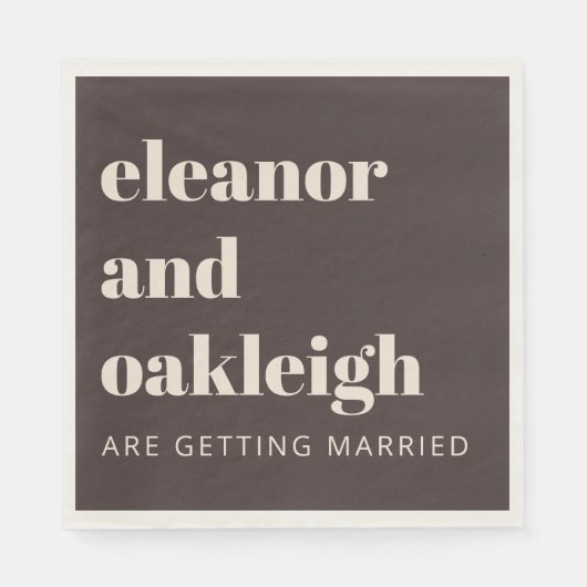 Fette Typografie Warmbraun Cremefarbene Moderne Ho Serviette (Vorderseite)
