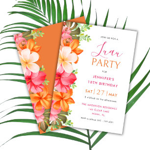 Fette üppige tropische Blumen-Luau-Geburtstag Einladung