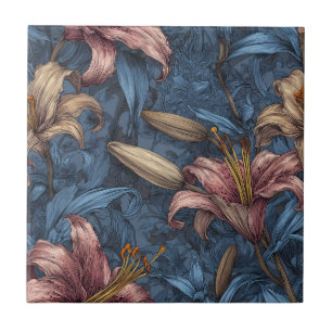 Fette Vintage-Lilien Fliesen für gemütliche Innenr